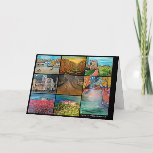 バレンシアスペインコラージュ絵画byアルフレッドキツネ カード (正面)