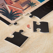 バレンシアスペインコーストイラストレーショントラベルアートレトロ ジグソーパズル (側面)