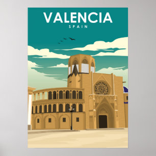 バレンシアスペインヴィンテージミニマル旅行ポスター ポスター