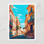 バレンシアスペインヴィンテージ旅行イラストレーション ポストカード (正面)