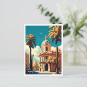 バレンシアスペインヴィンテージ旅行イラストレーション ポストカード (スタンド正面)