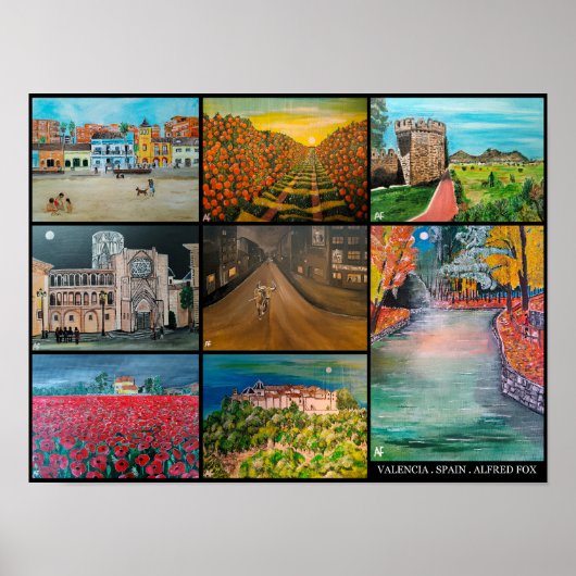 バレンシアスペイン絵を描コラージュbyアルフレッドキツネ ポスター (正面)