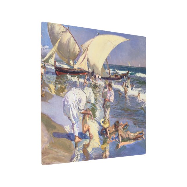 バレンシアビーチモーニングライト | Joaqun í Sorolla | メタルプリント (アングル)
