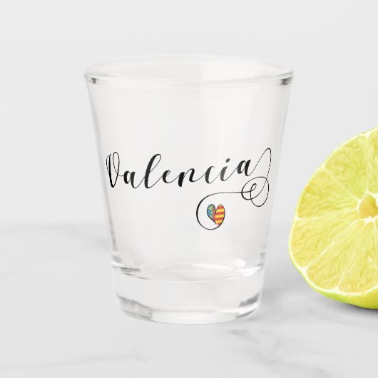 バレンシア国旗のハート、バレンシア、スペイン ショットグラス (正面)