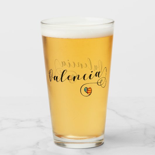 バレンシア国旗のハート、バレンシア、スペイン タンブラーグラス (ドリンク正面)