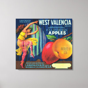 バレンシア西のAppleの木枠LabelWatsonville、カリフォルニア キャンバスプリント