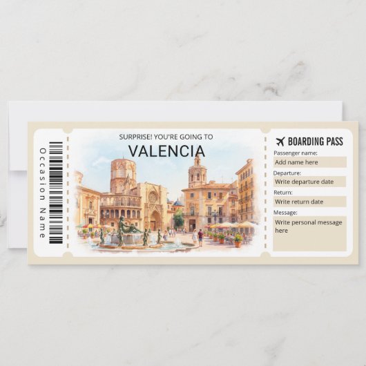 バレンシア スペイン旅行 搭乗券 チケット 招待状 (正面)