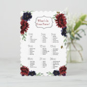 バレンシア レッド ネイビー 牡丹 ゴールド ブライダル シャワー ゲーム 招待状 (スタンド正面)