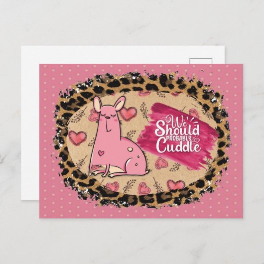 バレンタおもしろいインデーかわいい犬のカドル ポストカード (正面/裏面)