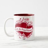 バレンタおもしろいンだ!赤いハート ツートーンマグカップ (左)