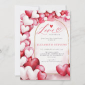 バレンタお洒落インハートアーチボホブライダルシャワー 招待状 (正面)