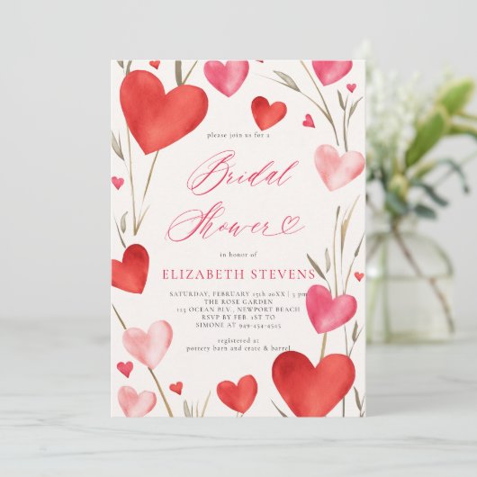 バレンタお洒落ンハートガーデンブライダルシャワー 招待状 (スタンド正面)