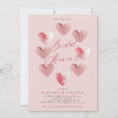 バレンタお洒落ンハートダスティピンクブライダルシャワー 招待状 (正面)