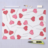 バレンタかわいらしン赤いハート |棒つきキャンデーパターン 薄葉紙 (クラフト)