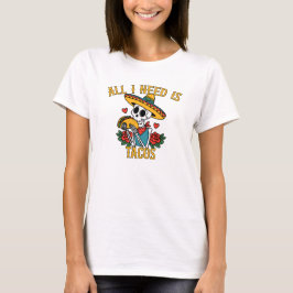 バレンタイおもしろいンズデイスケルトンタコ恋人 Tシャツ