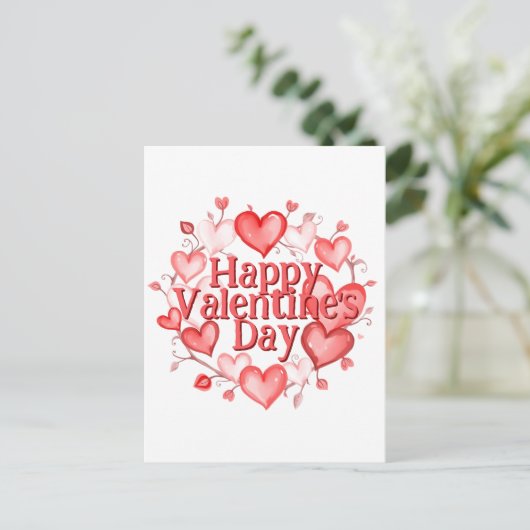 バレンタイエレガントンのハートとつる植物 ポストカード (スタンド正面)