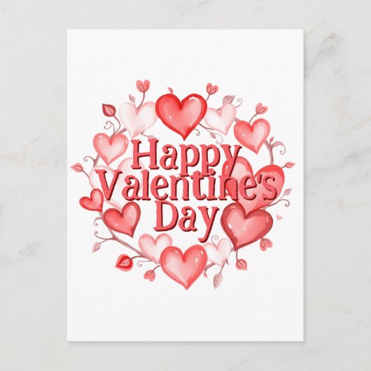 バレンタイエレガントンのハートとつる植物 ポストカード (正面)