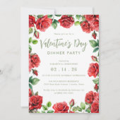 バレンタイエレガントンズデイレッドローズフローラディナー 招待状 (正面)