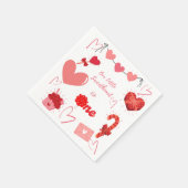 バレンタイエレガントンハートの最初の誕生日パーティー スタンダードカクテルナプキン (角)