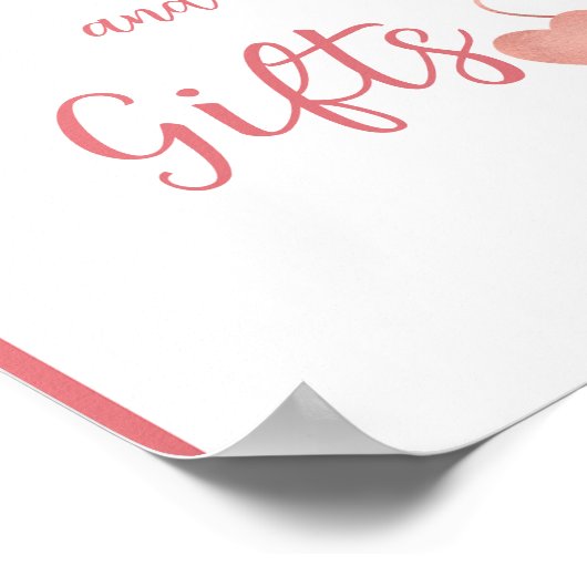 バレンタイエレガントンピンクハートブライダルシャワー徴候 ポスター (角)