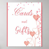 バレンタイエレガントンピンクハートブライダルシャワー徴候 ポスター (正面)