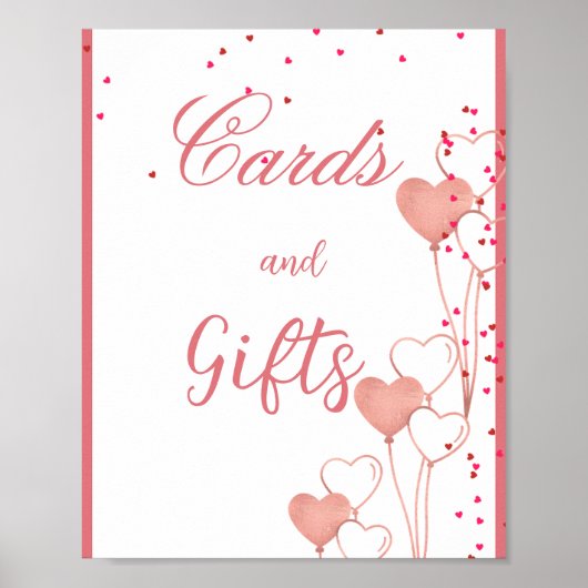 バレンタイエレガントンピンクハートブライダルシャワー徴候 ポスター (正面)