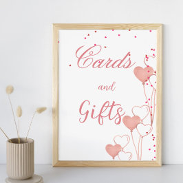 バレンタイエレガントンピンクハートブライダルシャワー徴候 ポスター