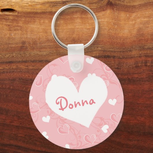 バレンタイパーソナライズされたンズデイピンクハートキーチェーン キーホルダー (正面)