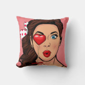 バレンタイポップ・アートのンアート棒つきキャンデーガール クッション (正面)