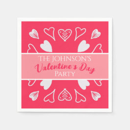 バレンタイモダンンデーパーティーピンク スタンダードカクテルナプキン