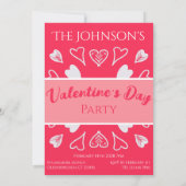 バレンタイモダンンデーパーティーピンク 招待状 (裏面)