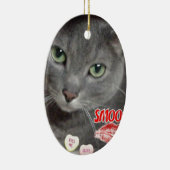 バレンタイロシアのンブルー猫 セラミックオーナメント (右)