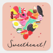バレンタインあなたはとても甘いキャンディハート スクエアシール (正面)