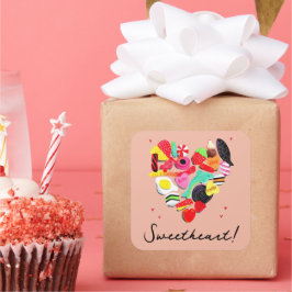 バレンタインあなたはとても甘いキャンディハート スクエアシール