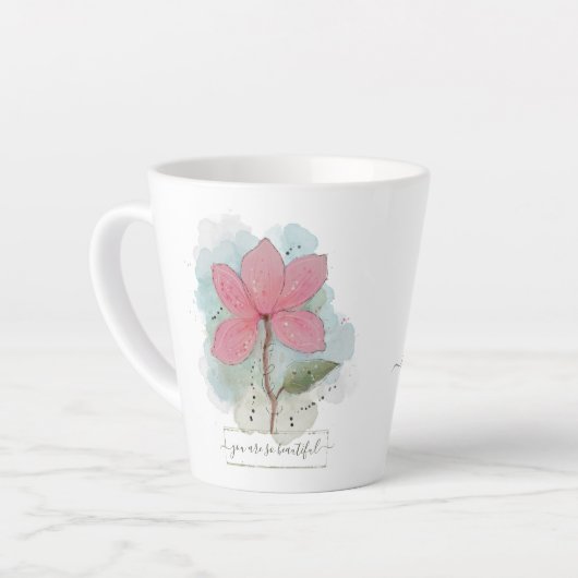 バレンタインあなたはとても美しい水彩花 カフェラテマグ (左アングル)