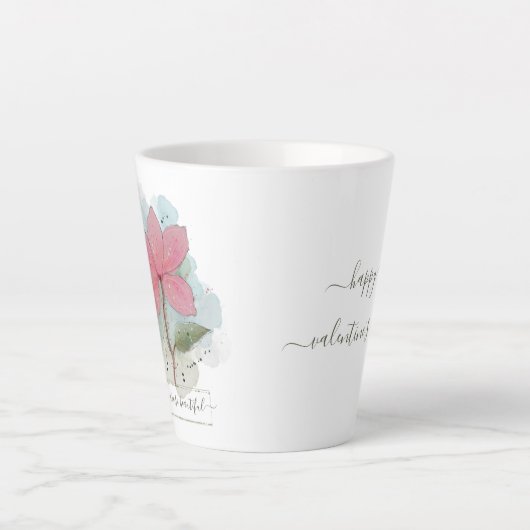 バレンタインあなたはとても美しい水彩花 カフェラテマグ (正面)