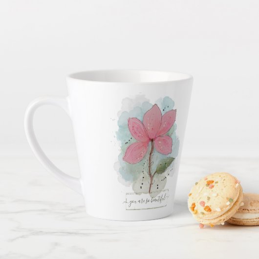 バレンタインあなたはとても美しい水彩花 カフェラテマグ (インサイチュ)