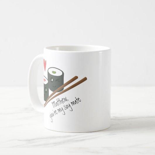 バレンタインあなたは私の大豆メイトかわいいコーヒーマグ コーヒーマグカップ (正面左)