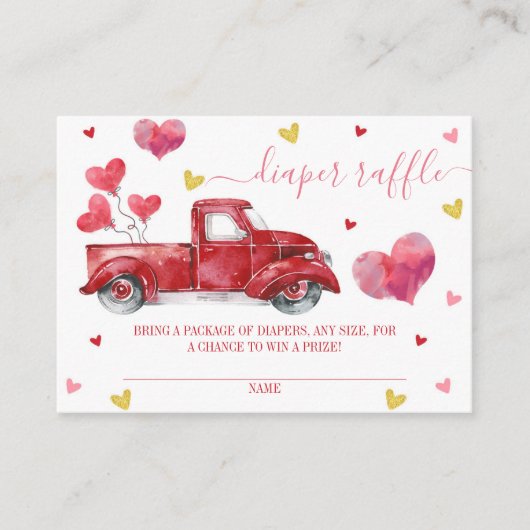 バレンタインおむつラッフルベビーシャワー エンクロージャーカード (正面)