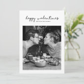 バレンタインおめでとう。モダンな黒と白のスクリプト シーズンカード (スタンド正面)