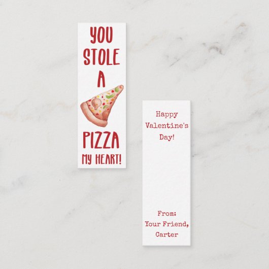 バレンタインおもしろいピザミニブックマーク スキニー名刺 (正面/裏面)