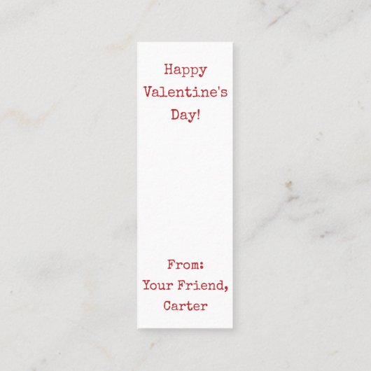 バレンタインおもしろいピザミニブックマーク スキニー名刺 (裏面)