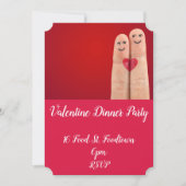 バレンタインかわいいお洒落ハートディナーパーティー 招待状 (正面)