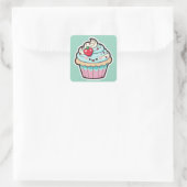 バレンタインかわいいカップケーキステッカー スクエアシール (バッグ)