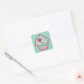バレンタインかわいいカップケーキステッカー スクエアシール (封筒)
