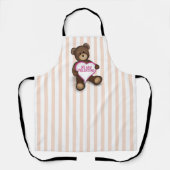 バレンタインかわいいテディベアとハート エプロン (正面)