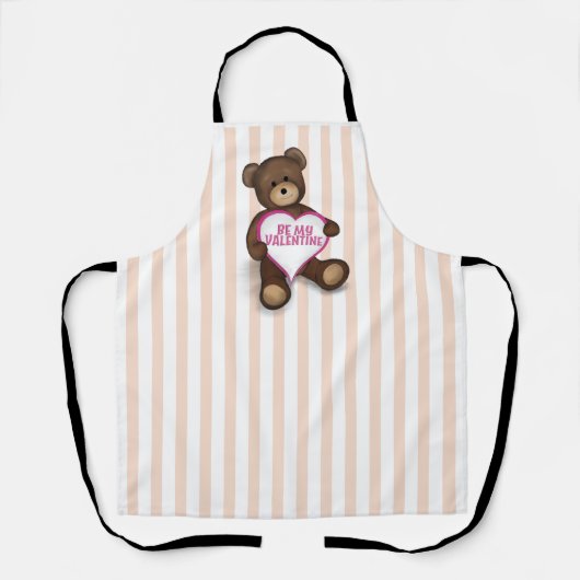 バレンタインかわいいテディベアとハート エプロン (正面)