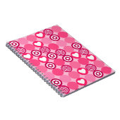 バレンタインかわいいピンクハートとフラワードットパターン ノートブック (右側)