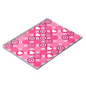 バレンタインかわいいピンクハートとフラワードットパターン ノートブック (左側)