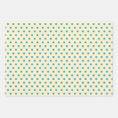 バレンタインかわいいフクロウのドット正方形のパターンターコイズ ラッピングペーパーシート (正面2)